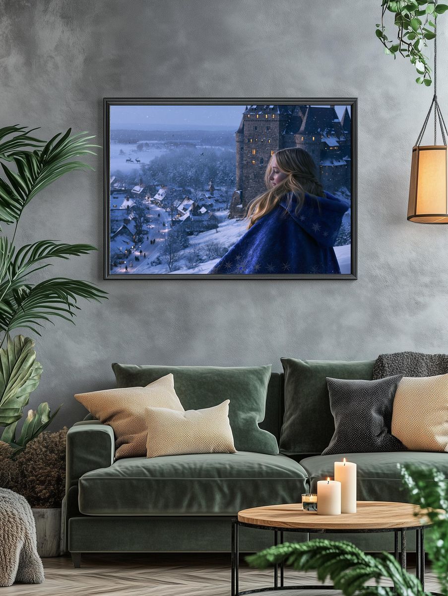 Winter Castle Girl Fantasy Print. — room view 4