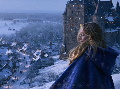 Winter Castle Girl Fantasy Print.
