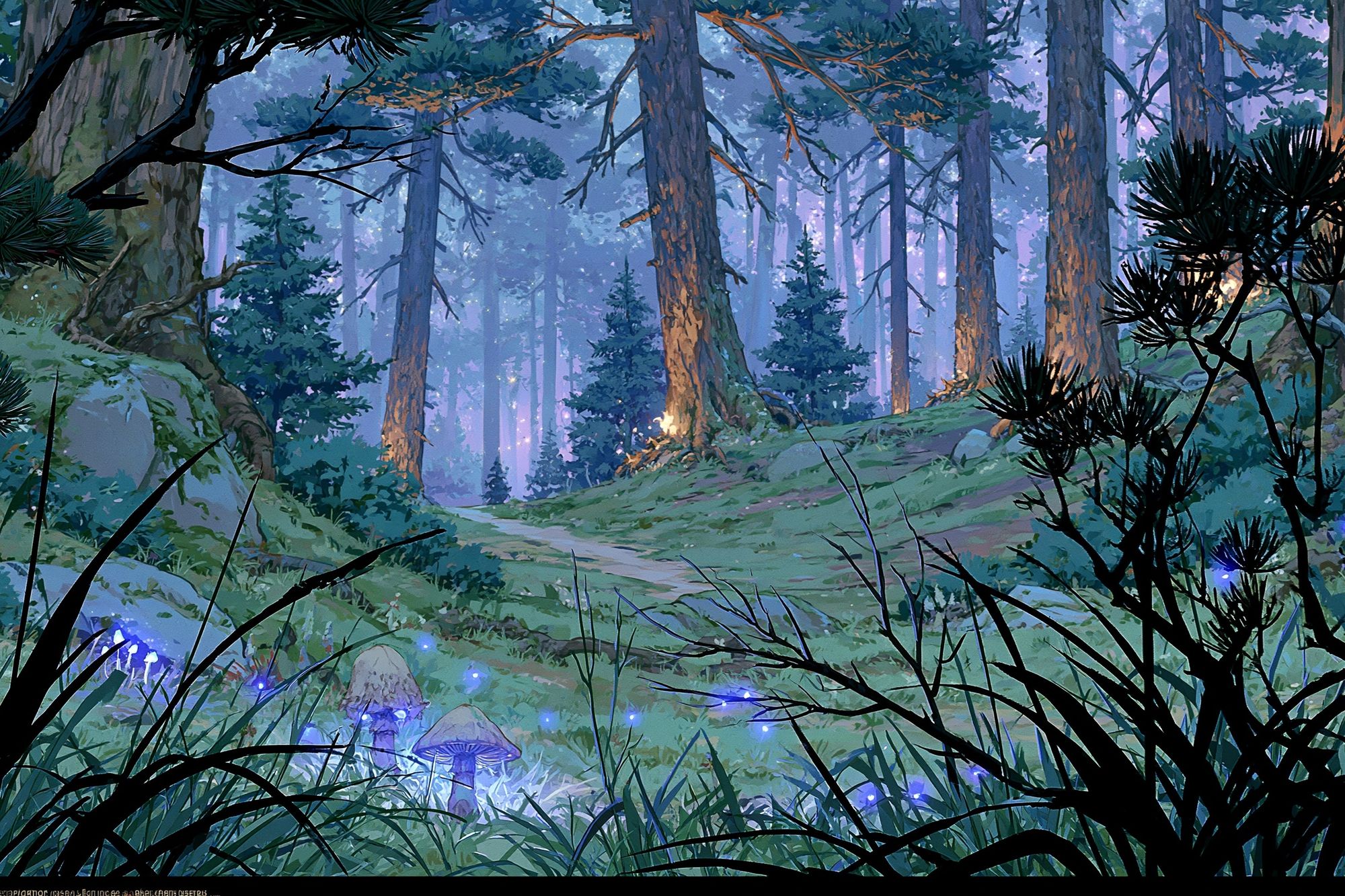 Enchanted Forest Glow Illustration Poster. poster detail