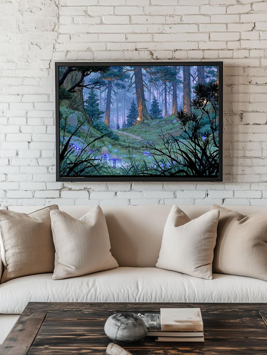 Enchanted Forest Glow Illustration Poster. — room view 1