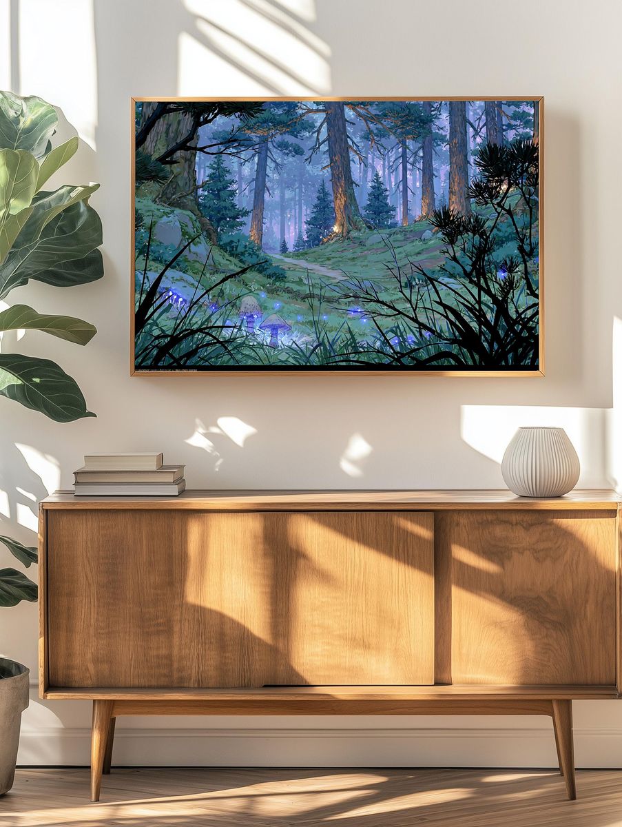 Enchanted Forest Glow Illustration Poster. — room view 3