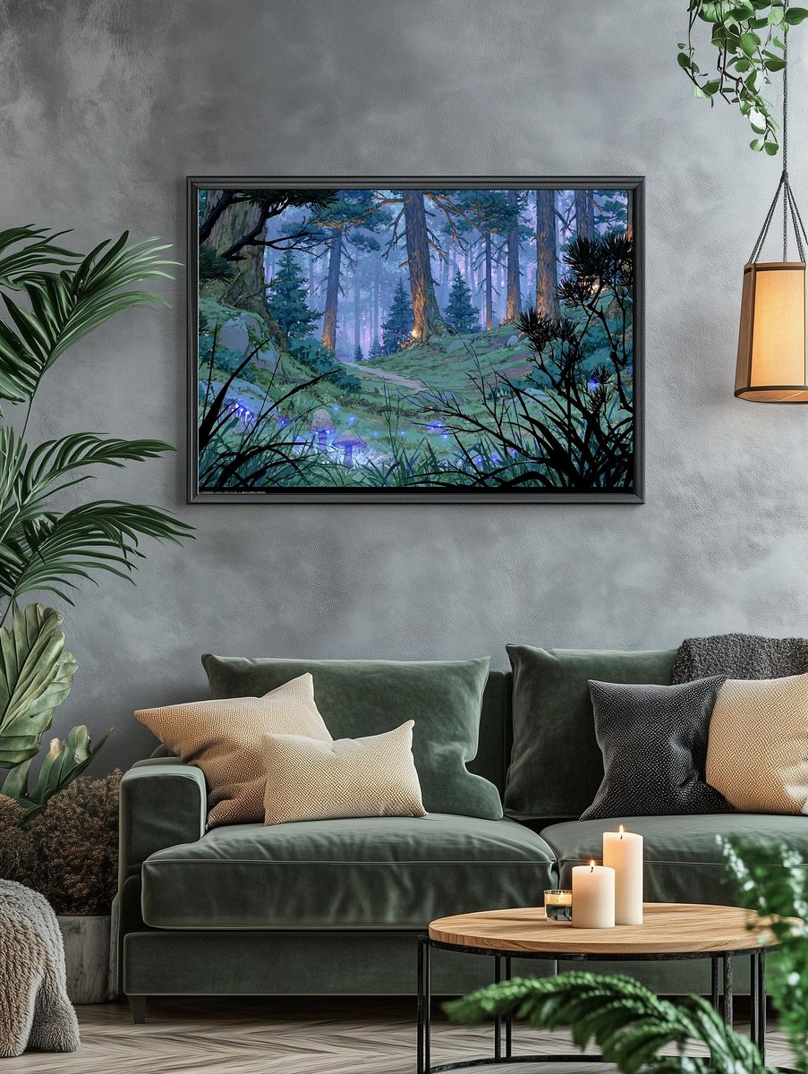 Enchanted Forest Glow Illustration Poster. — room view 4