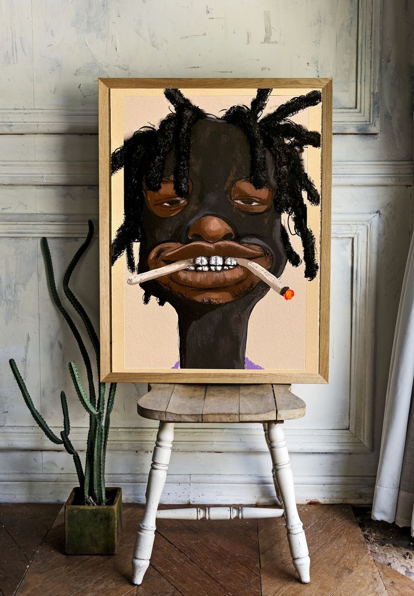 Masked Portrait Illustration Poster. — room view 1