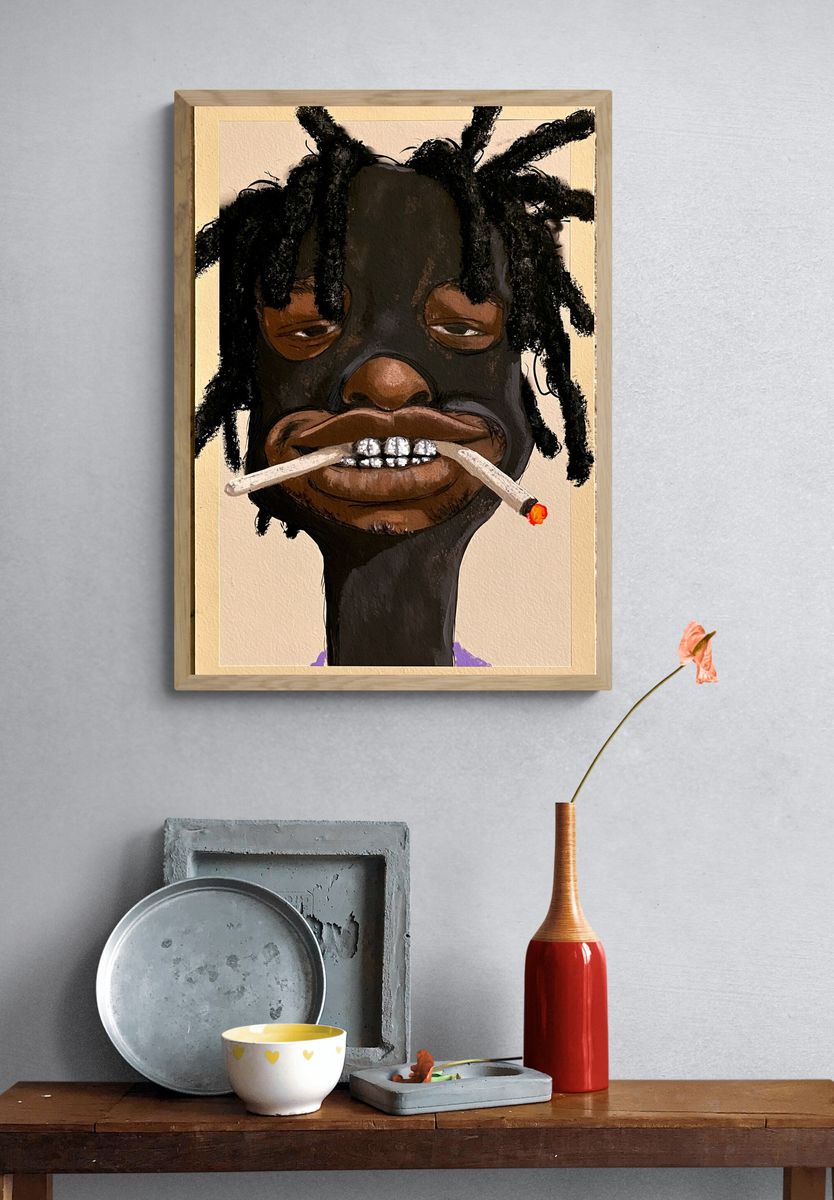 Masked Portrait Illustration Poster. — room view 3