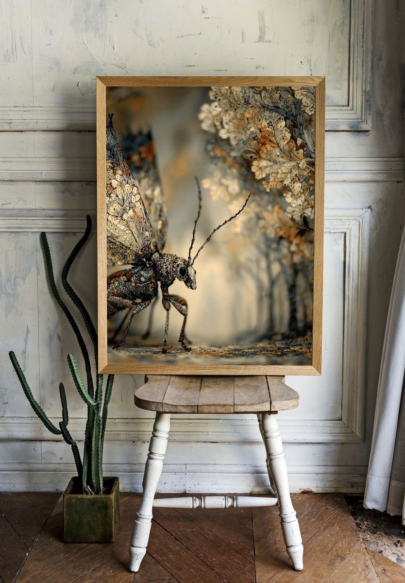 Surreal Moth Forest Print. — room view 1