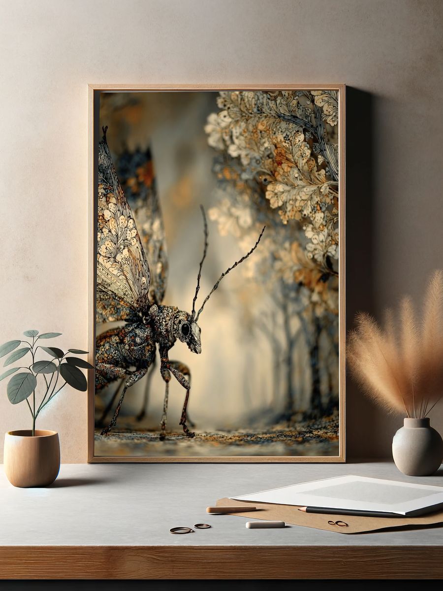 Surreal Moth Forest Print. — room view 2