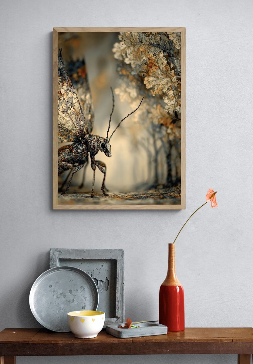 Surreal Moth Forest Print. — room view 3