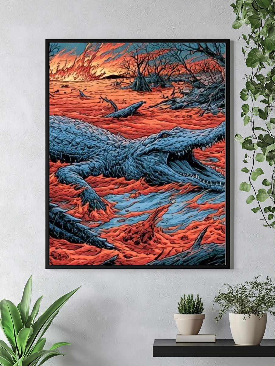 Crocodile Lava Field Illustration Poster. — room view 4