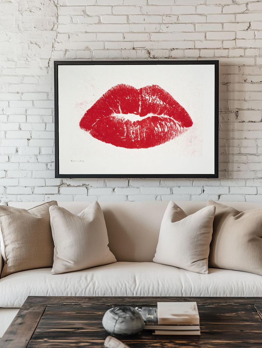 Red Lips Typography Print. room preview
