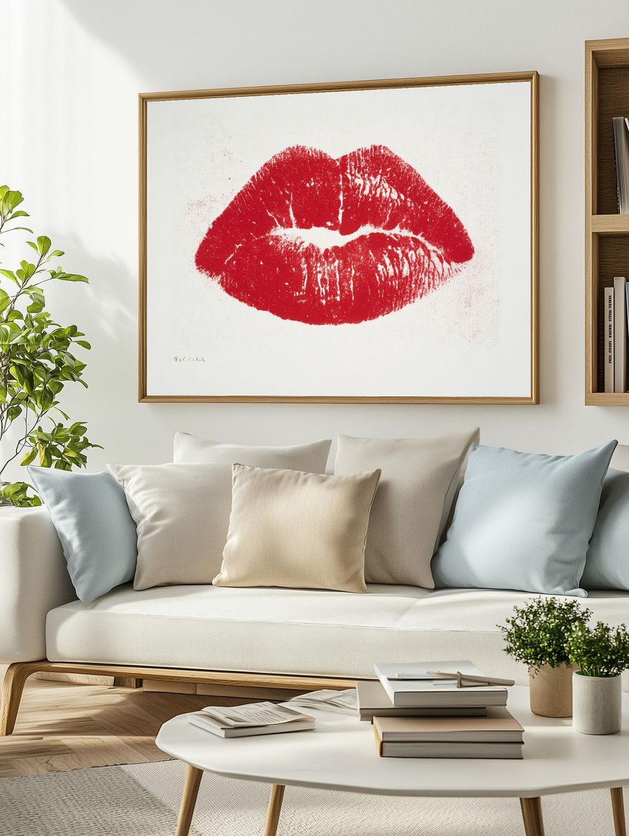 Red Lips Typography Print. — room view 2