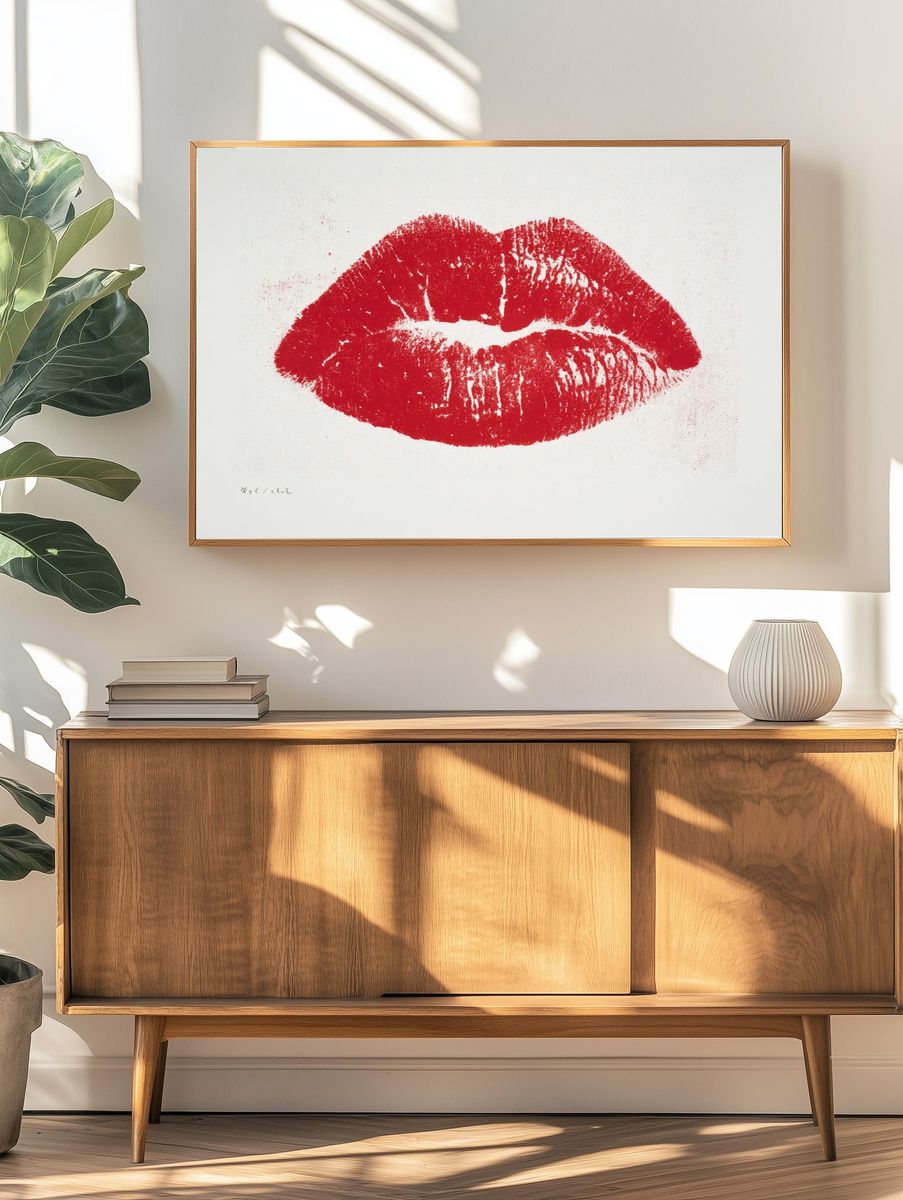 Red Lips Typography Print. — room view 3
