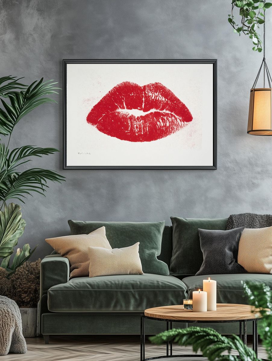 Red Lips Typography Print. — room view 4
