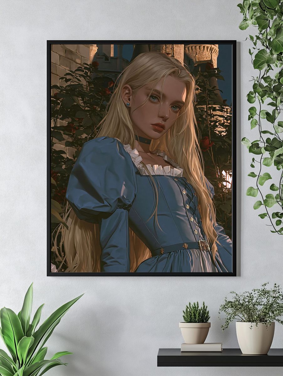 Blonde Gothic Girl Illustration Poster. — room view 4