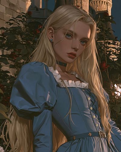 Blonde Gothic Girl Illustration Poster.