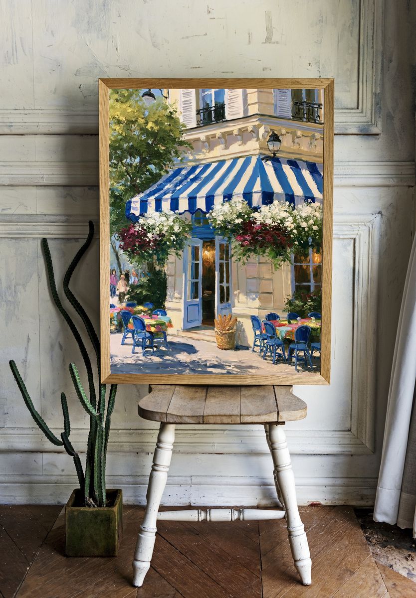 Paris Cafe Terrace Illustration Poster. room preview