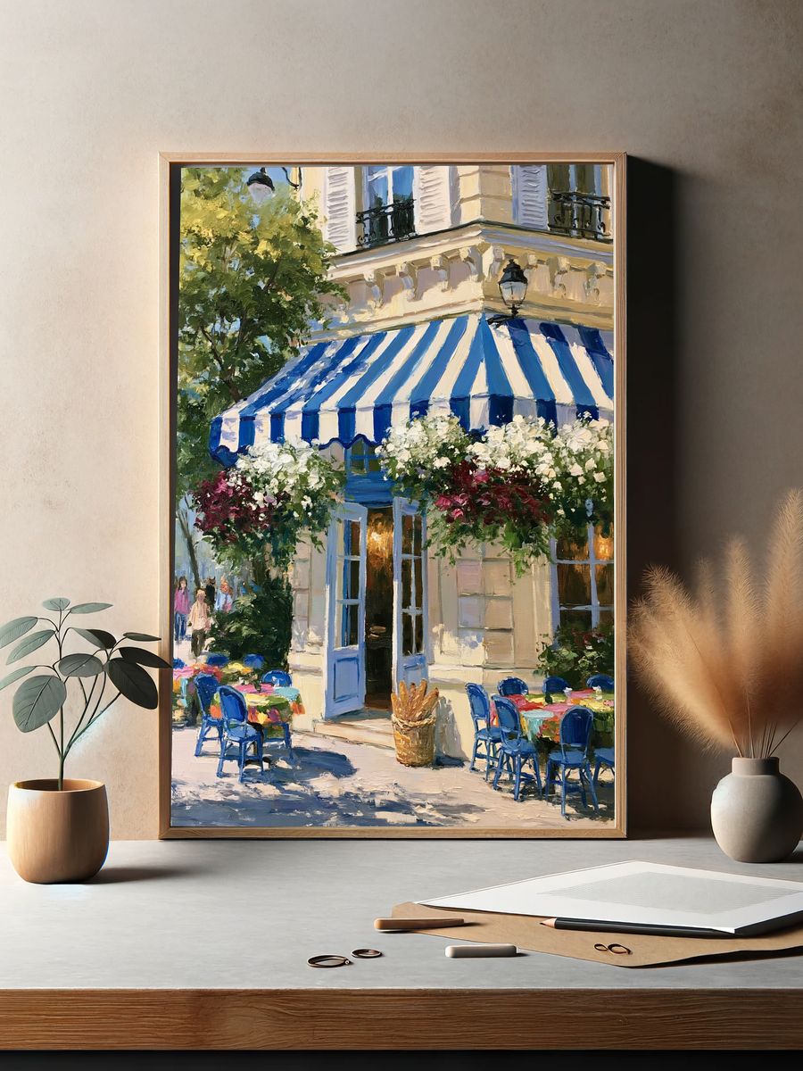 Paris Cafe Terrace Illustration Poster. — room view 2