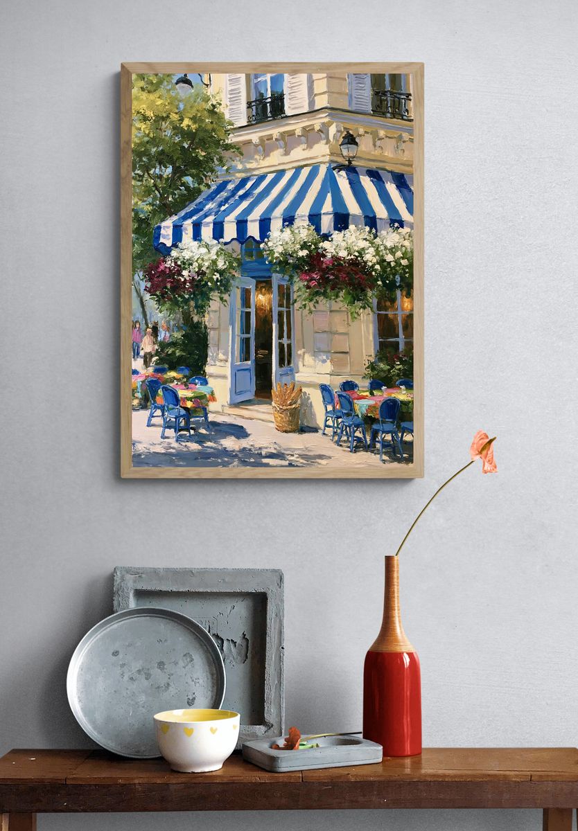 Paris Cafe Terrace Illustration Poster. — room view 3