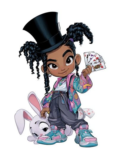 Magical Girl with Rabbit Illustration Poster.