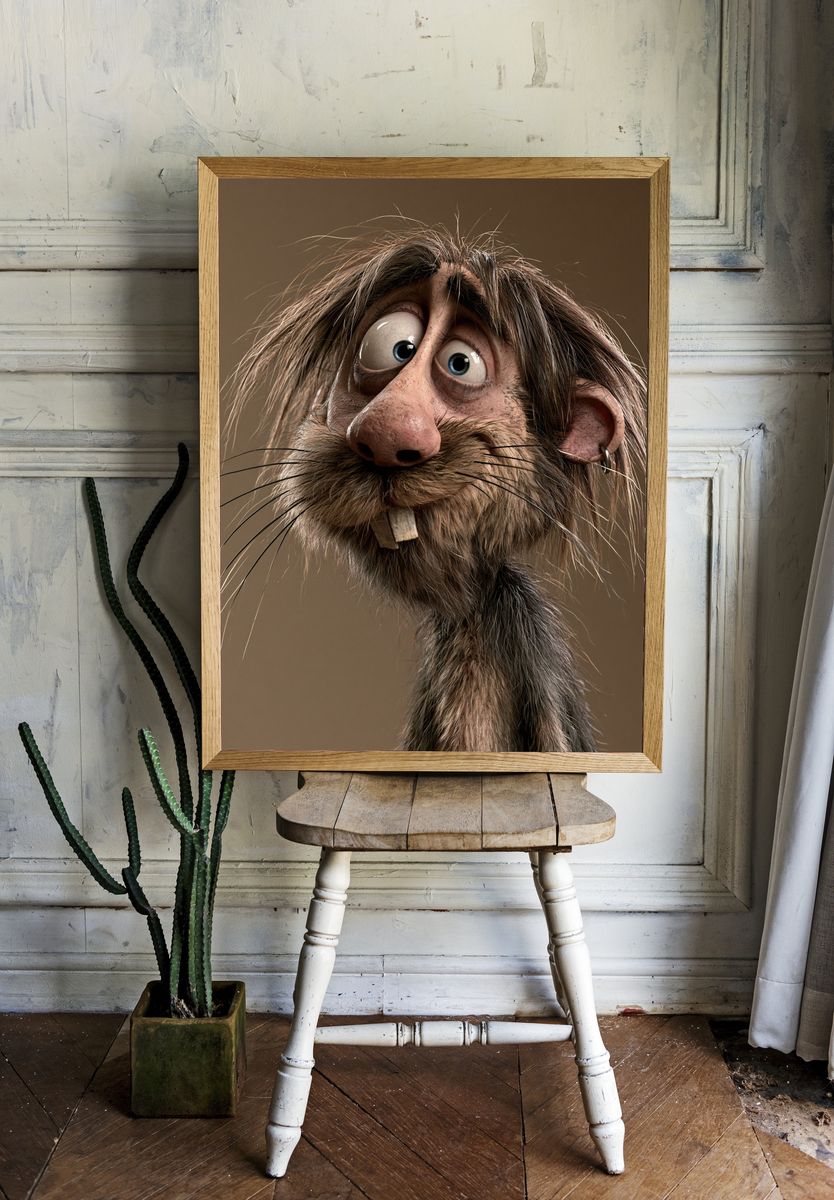 Quirky Rat Portrait Illustration Poster. room preview