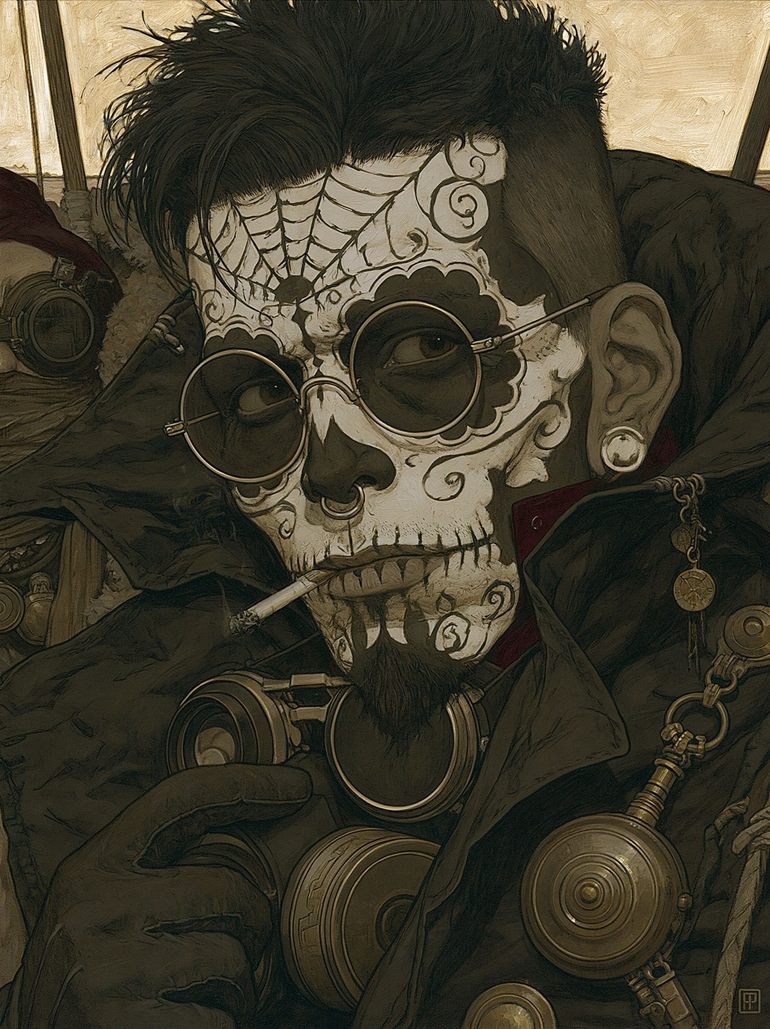 Steampunk Skull Portrait Print. poster — illustration art