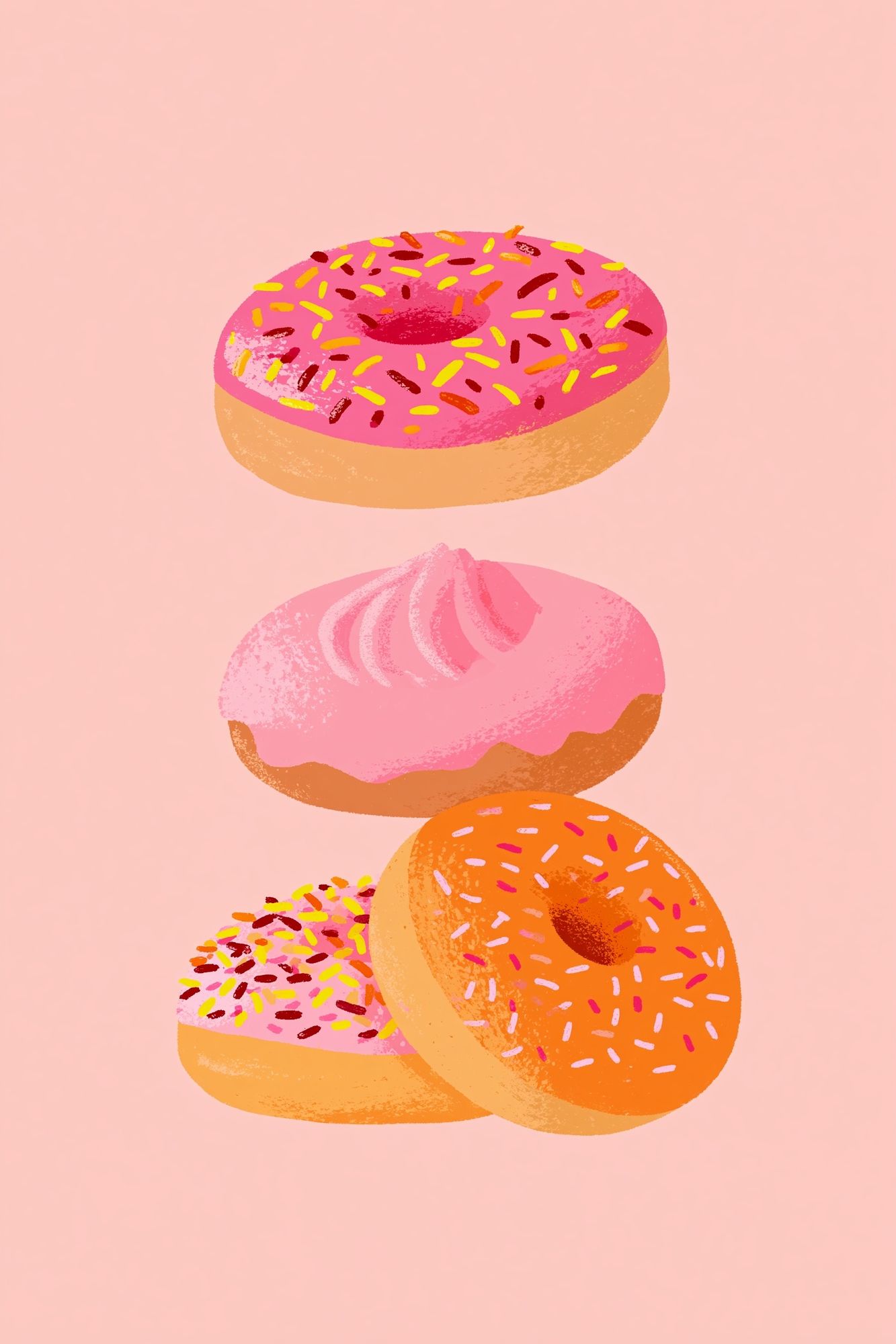 Pink Donuts Illustration Poster. poster detail