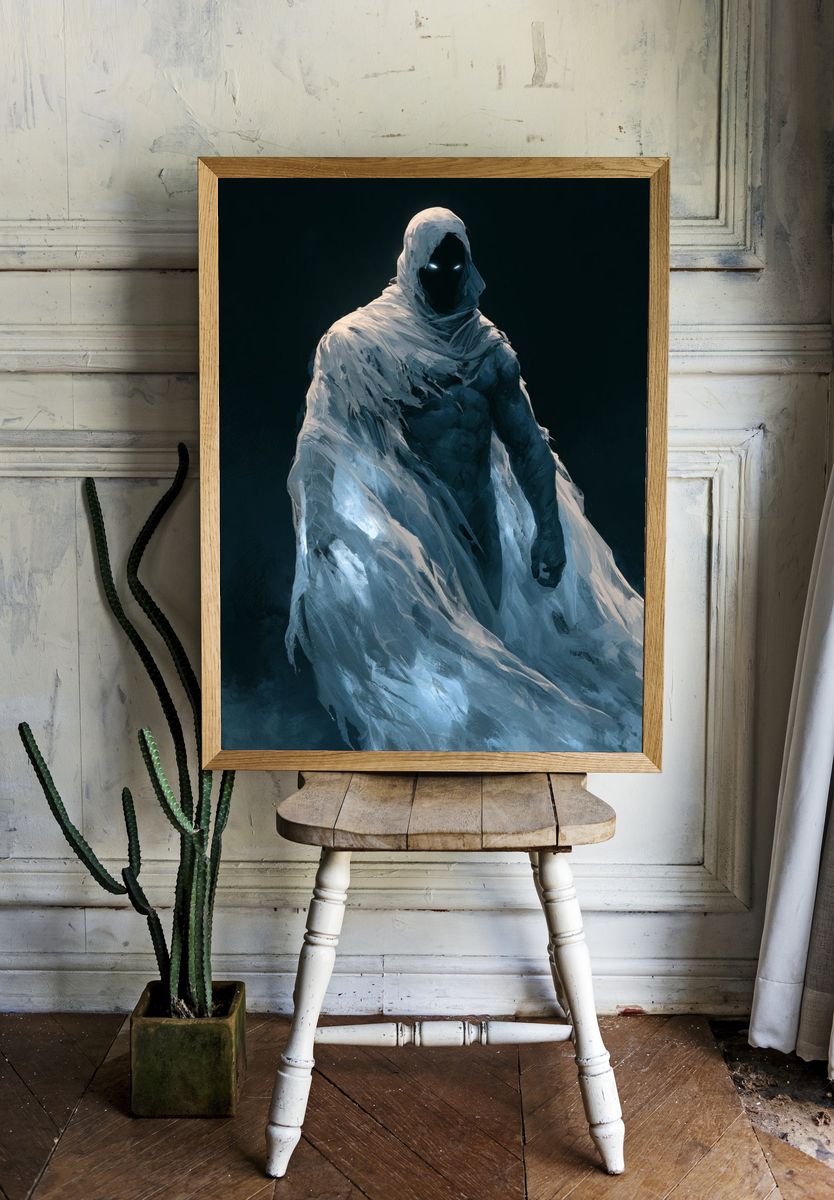 Ghostly Hooded Figure Horror Print. room preview