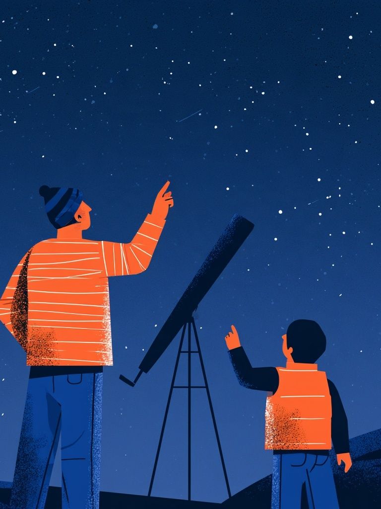 Stargazing Telescope Illustration Poster. poster — illustration art