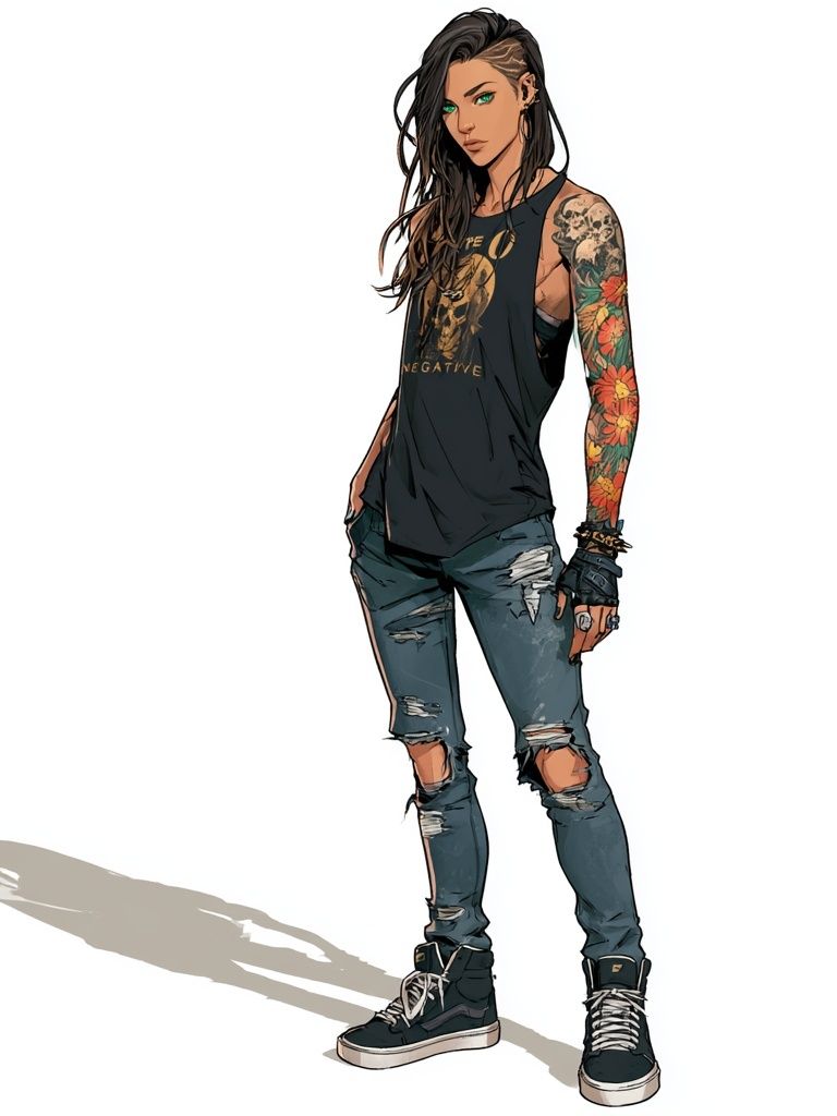 Tattooed Street Style Portrait Poster. poster detail