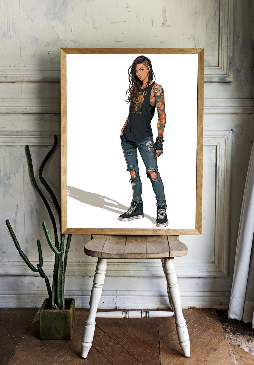 Tattooed Street Style Portrait Poster. room preview