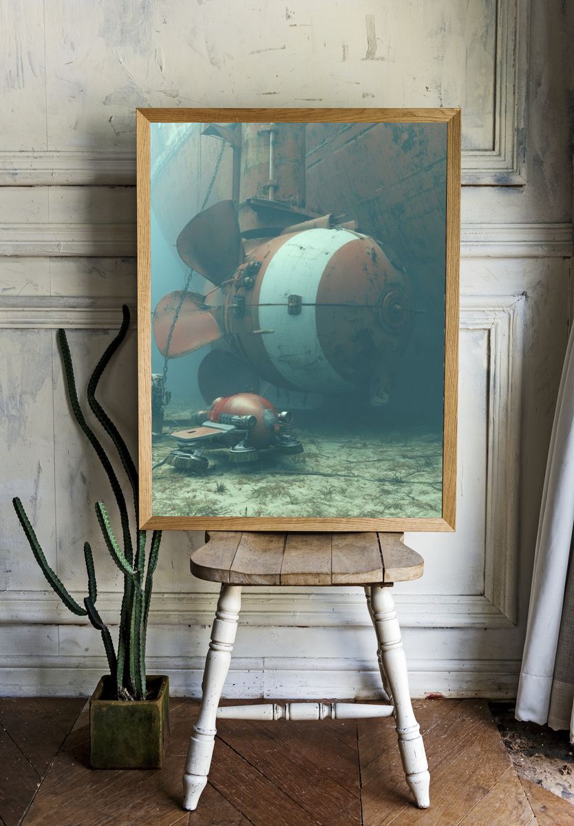 Underwater Submarine Propeller Print. — room view 1
