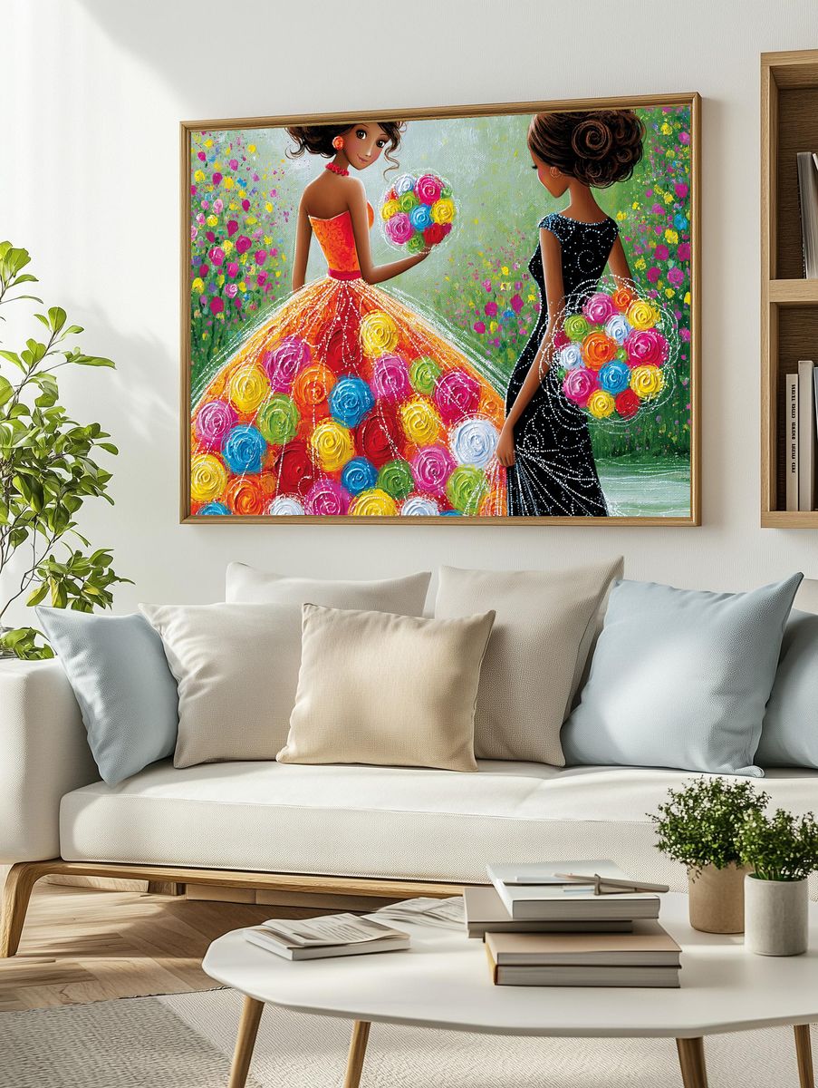 Elegant Floral Fashion Illustration Poster. — room view 2