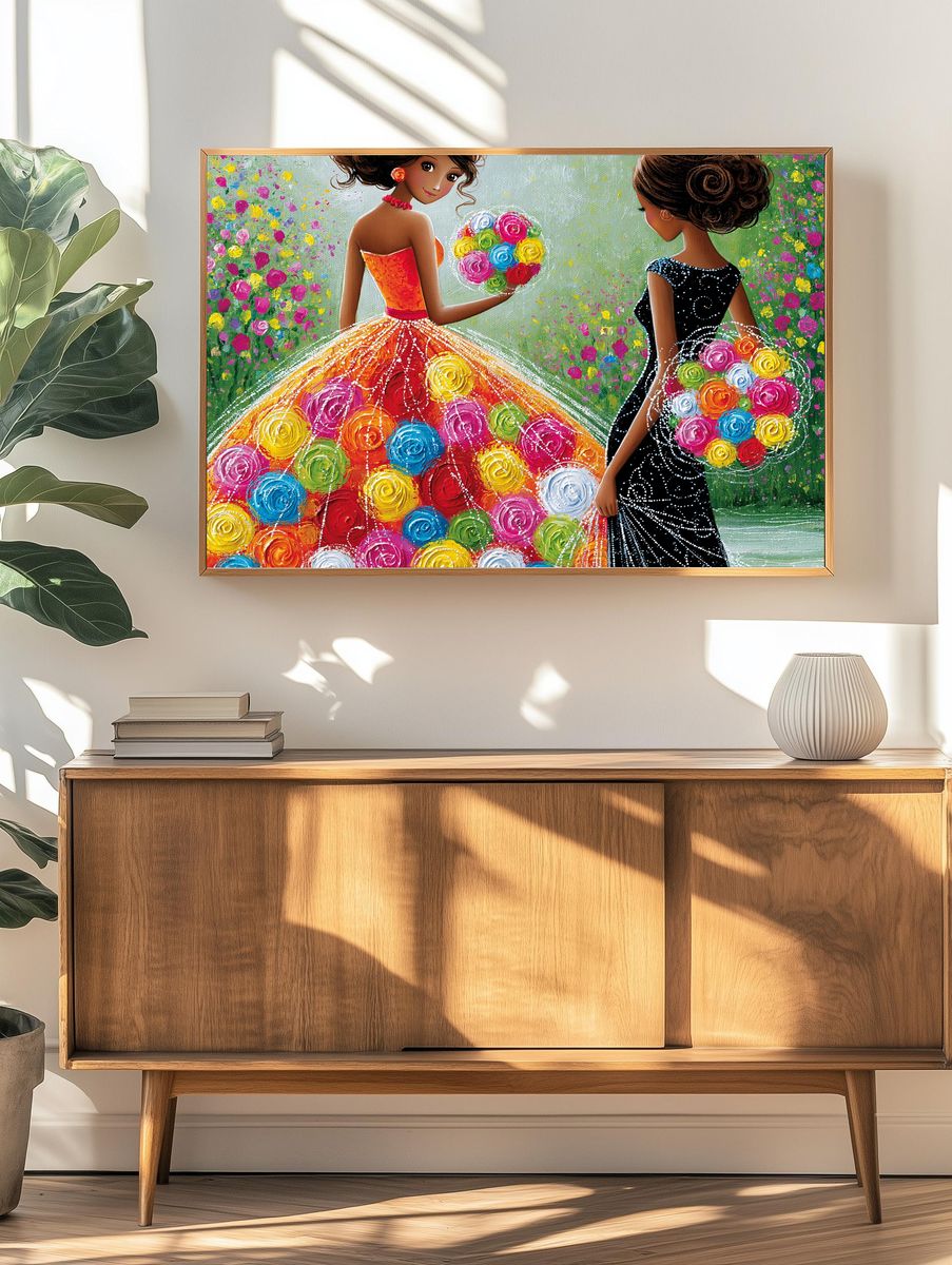 Elegant Floral Fashion Illustration Poster. — room view 3