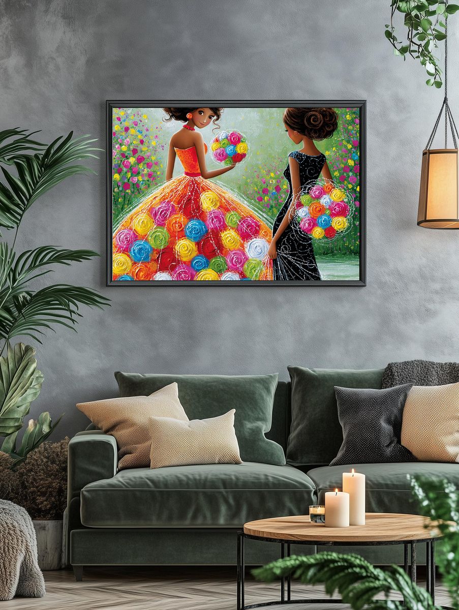 Elegant Floral Fashion Illustration Poster. — room view 4