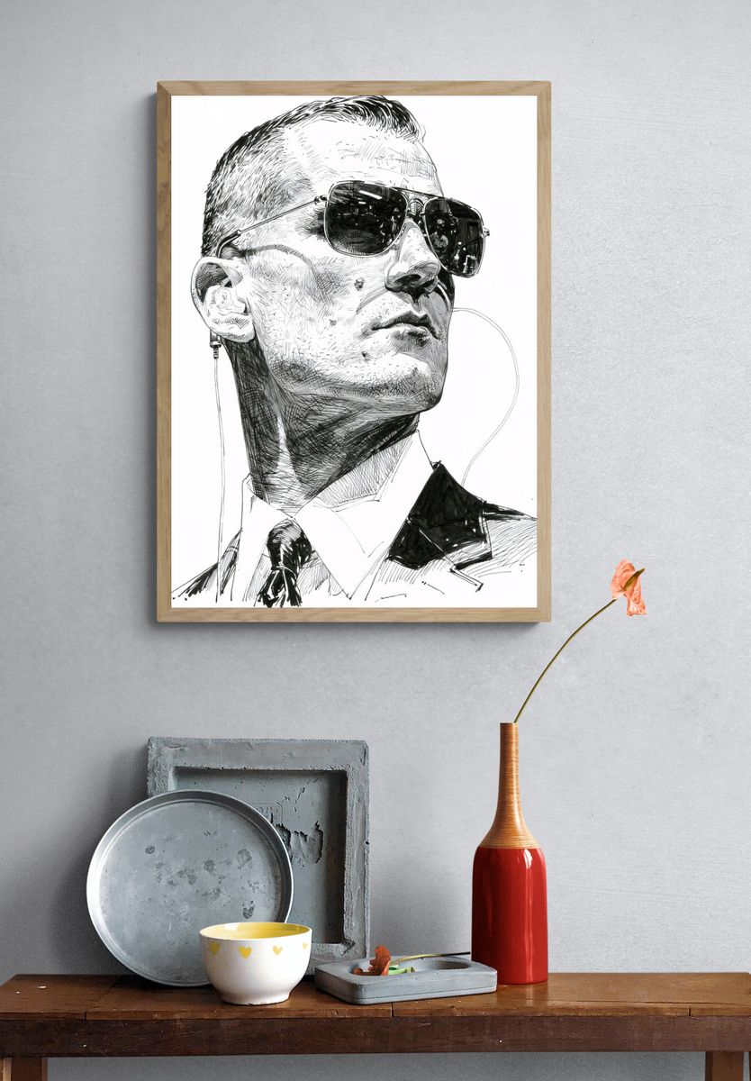 Sunglasses Portrait Illustration Poster. — room view 3