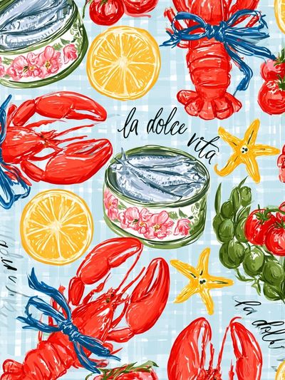 La Dolce Vita Seafood Print. poster