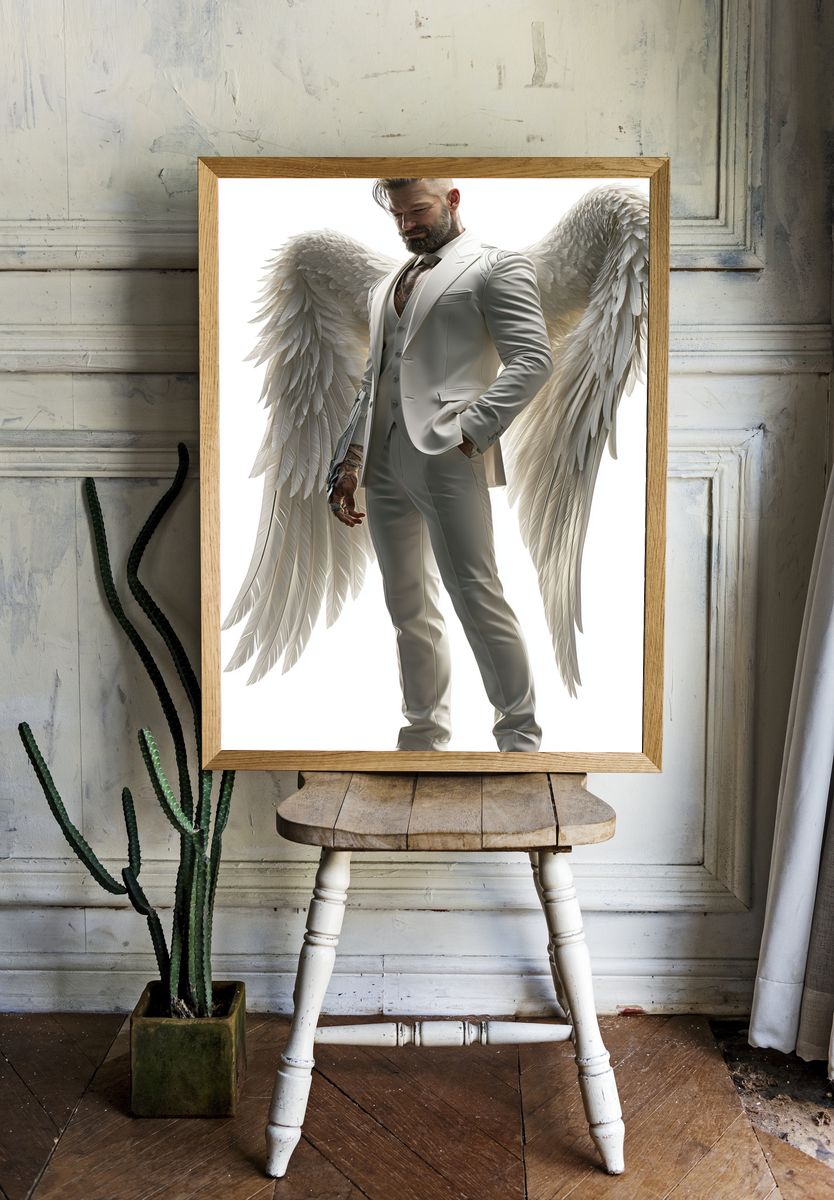 Angelic Man Portrait Print. — room view 1