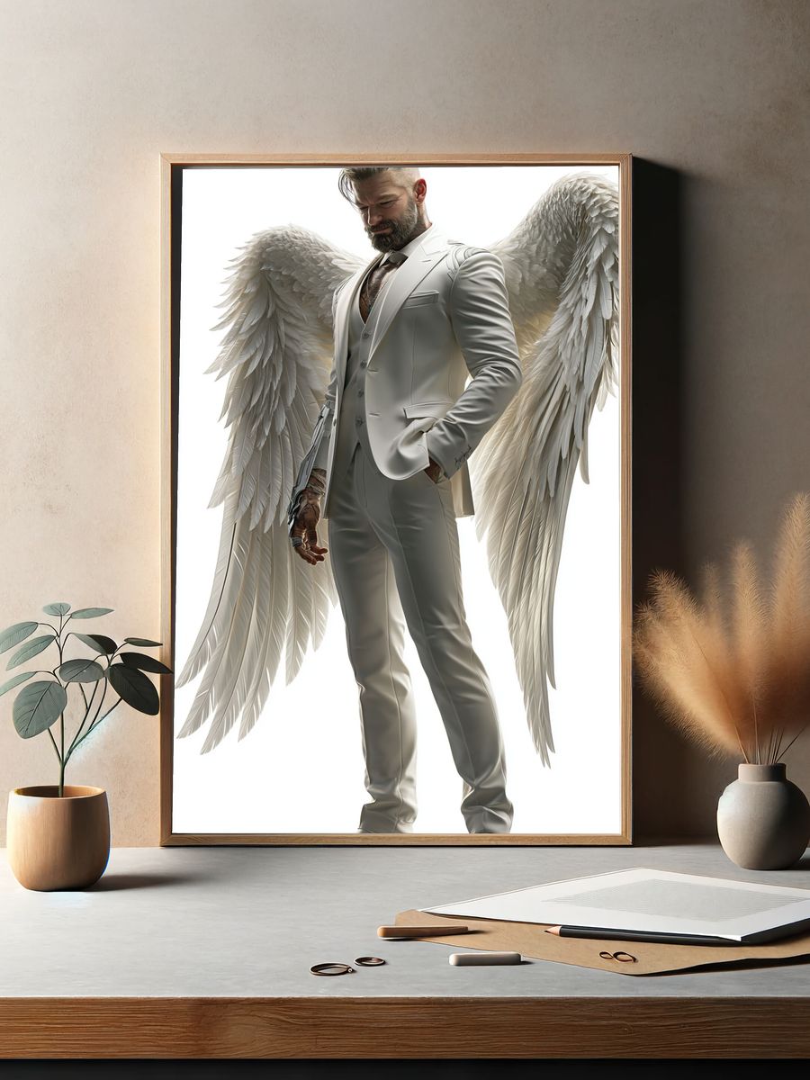 Angelic Man Portrait Print. — room view 2