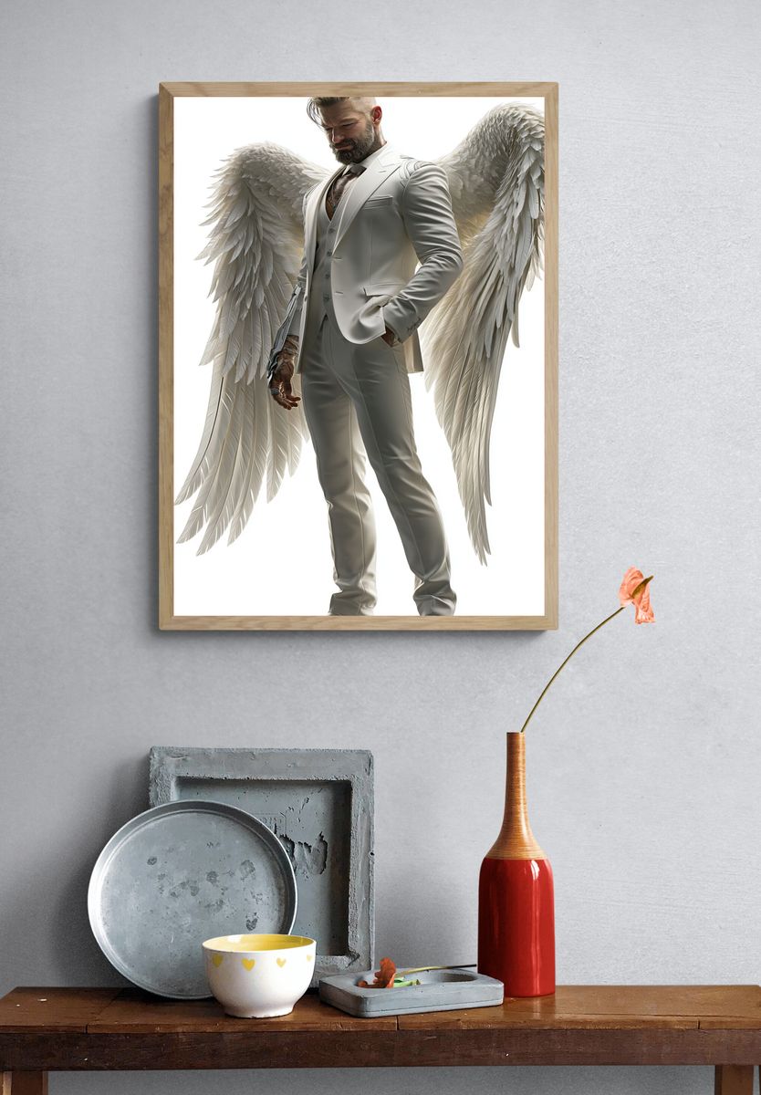 Angelic Man Portrait Print. — room view 3