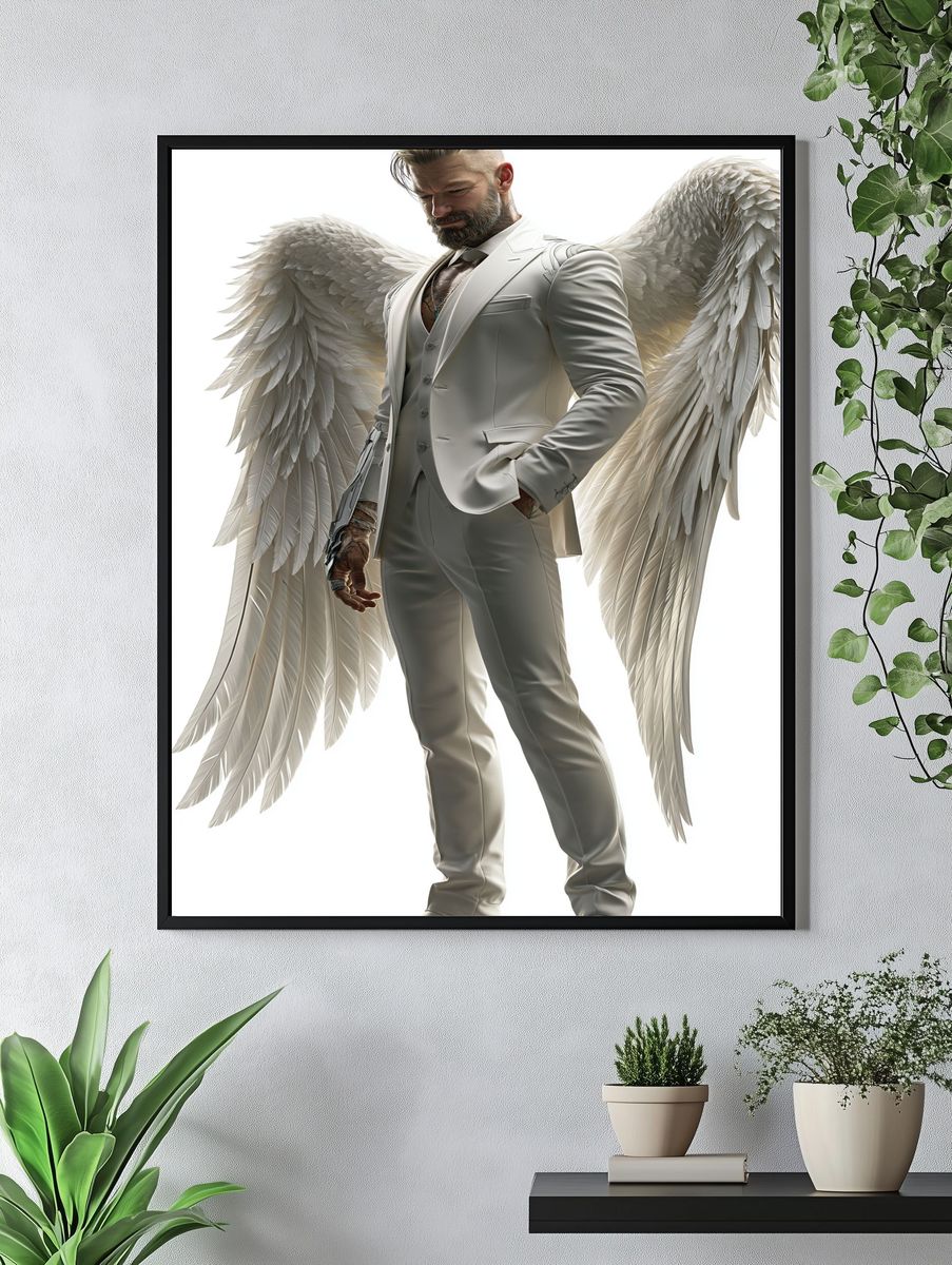 Angelic Man Portrait Print. — room view 4