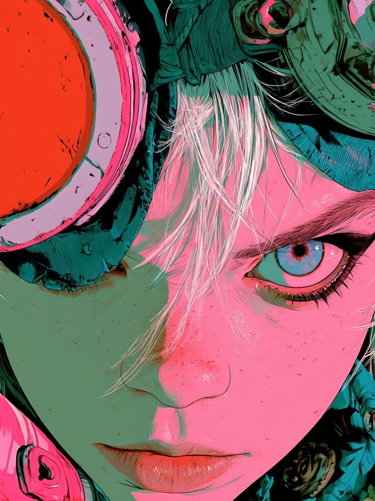 Cyberpunk Portrait Illustration Poster. poster detail
