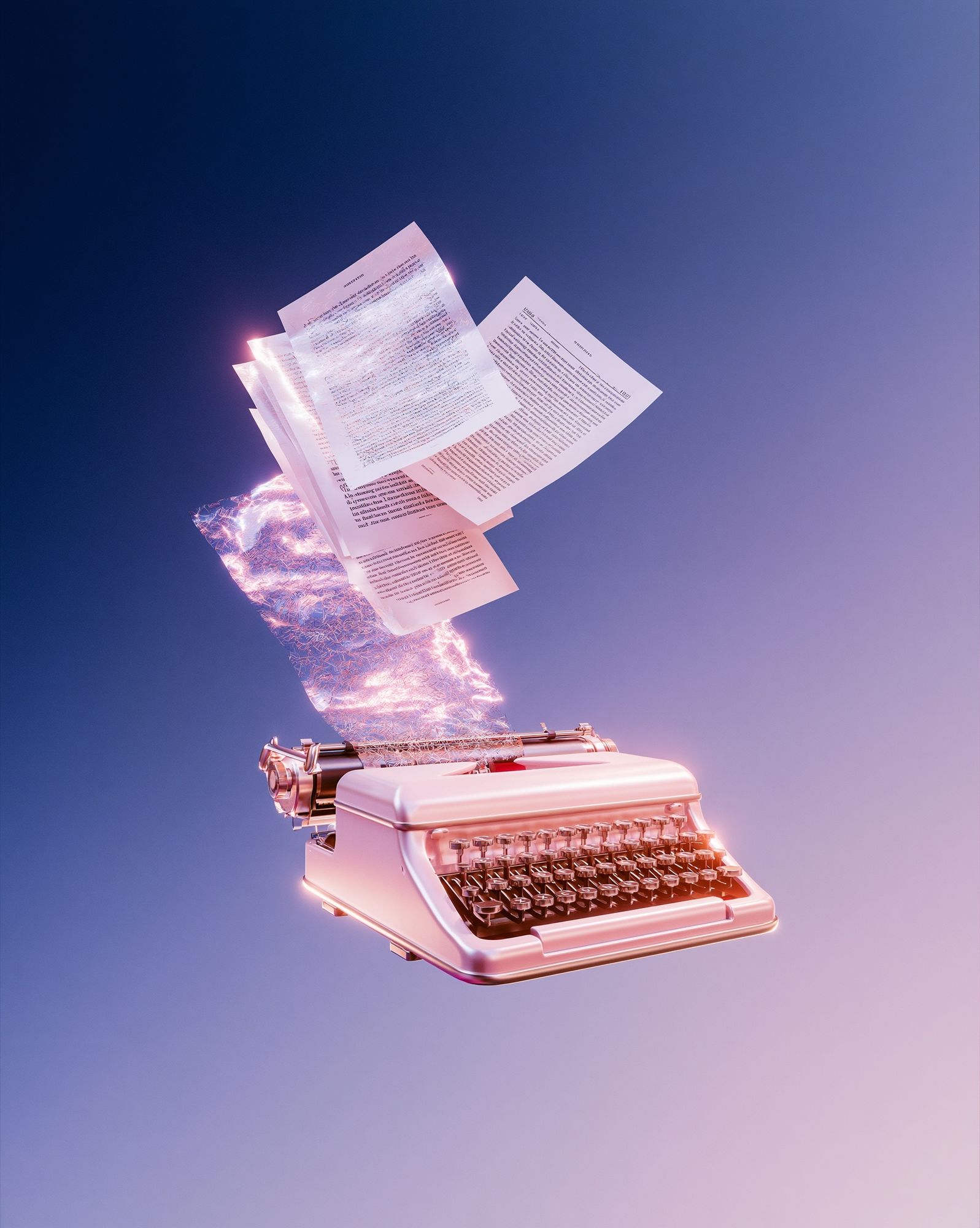 Floating Typewriter Digital Art Print. poster detail