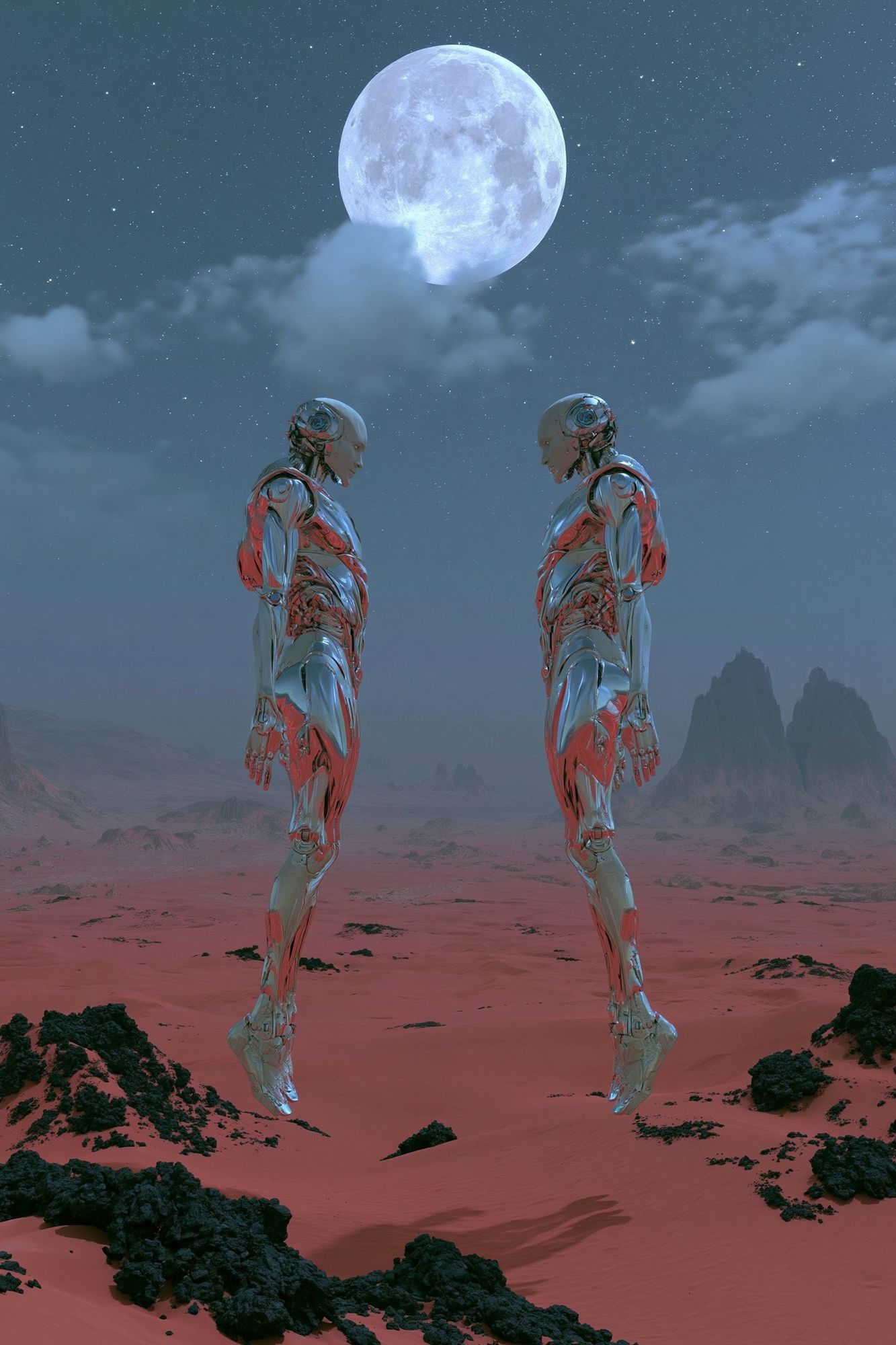 Moonlit Androids Sci-Fi Print. poster detail