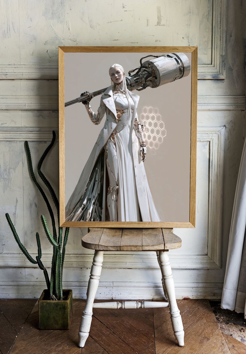 Cybernetic Warrior — Sci-Fi Print. room preview