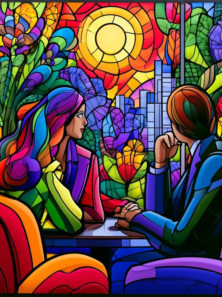 Stained Glass City Conversation Poster. poster detail