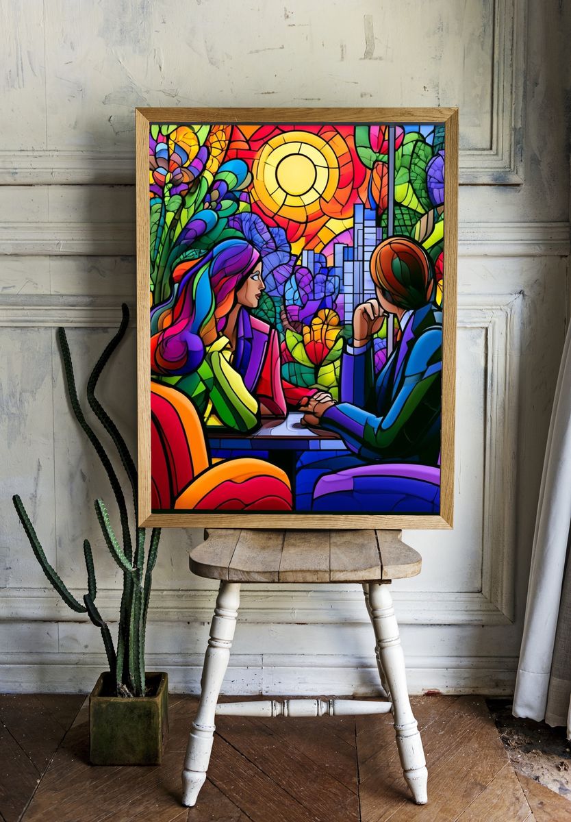 Stained Glass City Conversation Poster. room preview