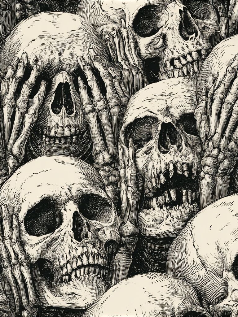 Skeleton Skulls Illustration Poster. poster detail