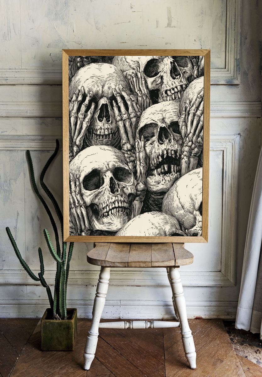 Skeleton Skulls Illustration Poster. room preview