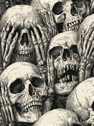 Skeleton Skulls Illustration Poster.