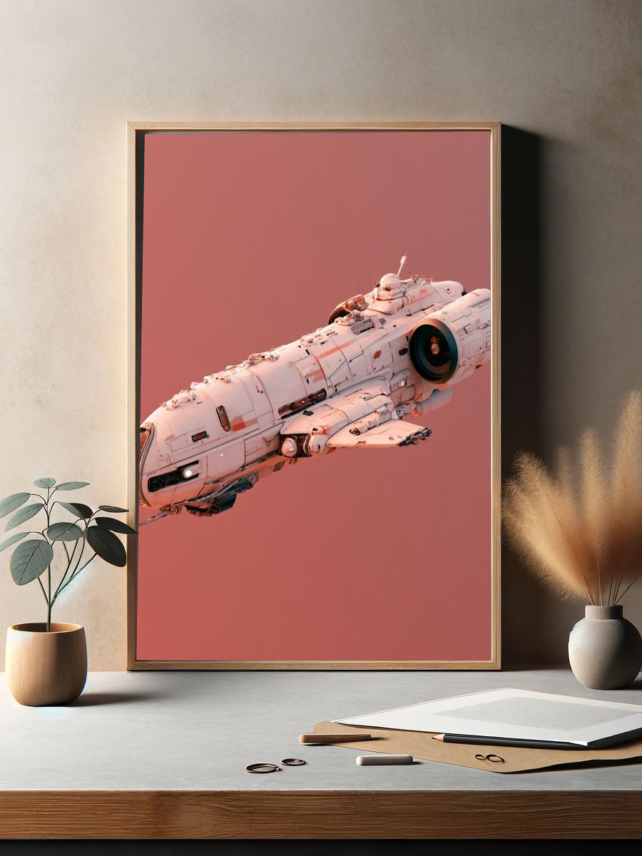 Retro Spacecraft — Illustration Print. — room view 2