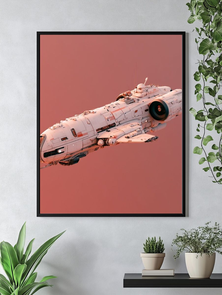 Retro Spacecraft — Illustration Print. — room view 4